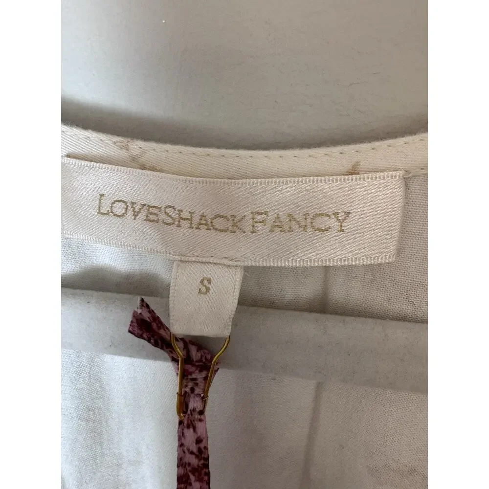 LoveShackFancy Cream Floral Midi Dress with Pink Bouquet Print - Picture 4 of 16
